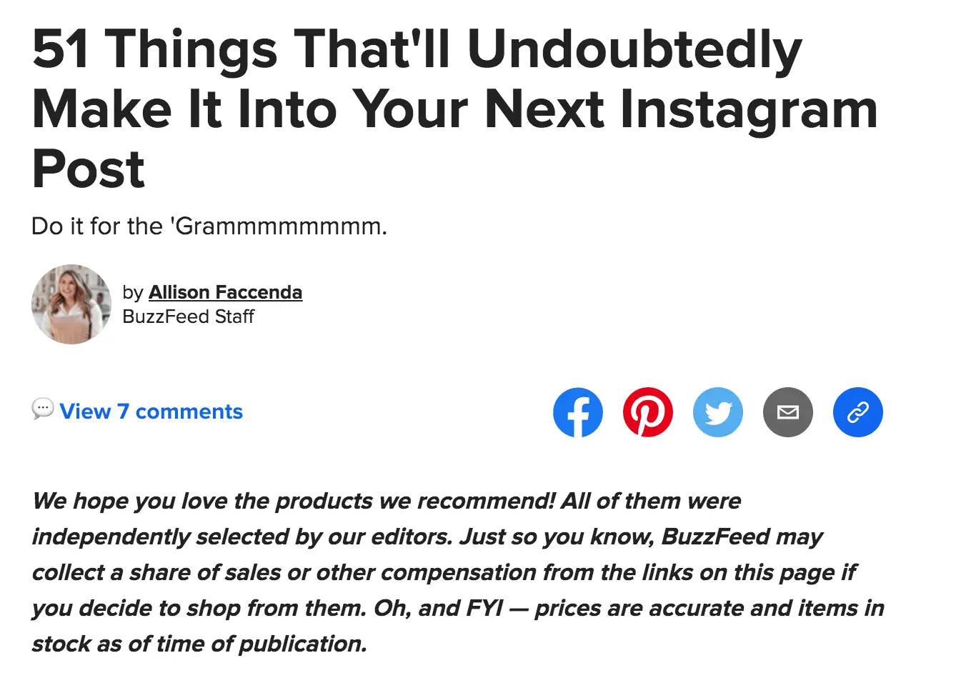 BuzzFeed article on 51 Instagram-worthy things that’ll undoubtedly make your feed pop.