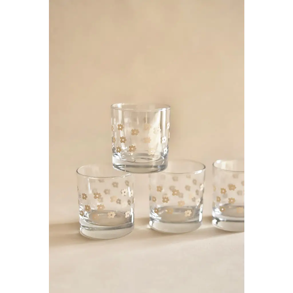 Clear glass tumblers with polka dots for a stylish heavy-based 11oz checkered cocktail glass