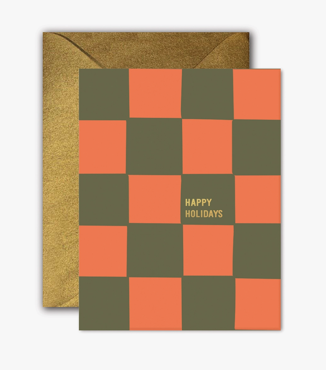 Holiday Checkerboard Christmas Greeting Card