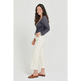 Ecru Aberdeen Ankle Crop high rise jeans, relaxed white cropped fit