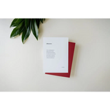 White and red greeting cards with a green leaf, free shipping featuring Kate Baer’s poetry
