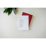 White paper with text on a red card showcasing Wall Art Prints featuring Kate Baer’s Poetry, free shipping