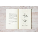 Open book with an inspiring hope quote, featured in Eileen Lamb’s And Yet – Here You Are