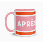 Colorful pink and orange striped Après Pickleball Mug for the ultimate pickleball lover
