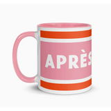 Colorful pink and orange striped Après Pickleball Mug for the ultimate pickleball lover