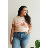 Beige Badass Babes Club Graphic Tee with bold red text for stylish babes