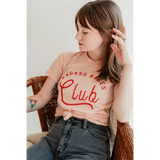 Peach Badass Babes Club Graphic Tee with bold red lettering for fierce style