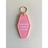 Badass Babes Club Pink motel keychain for vintage vibes and fun style