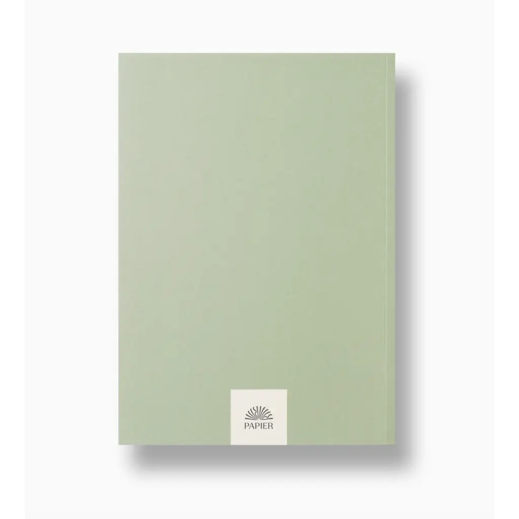 Sage green notebook from Begin Again Softcover A5 Lined Notebook with polished prints