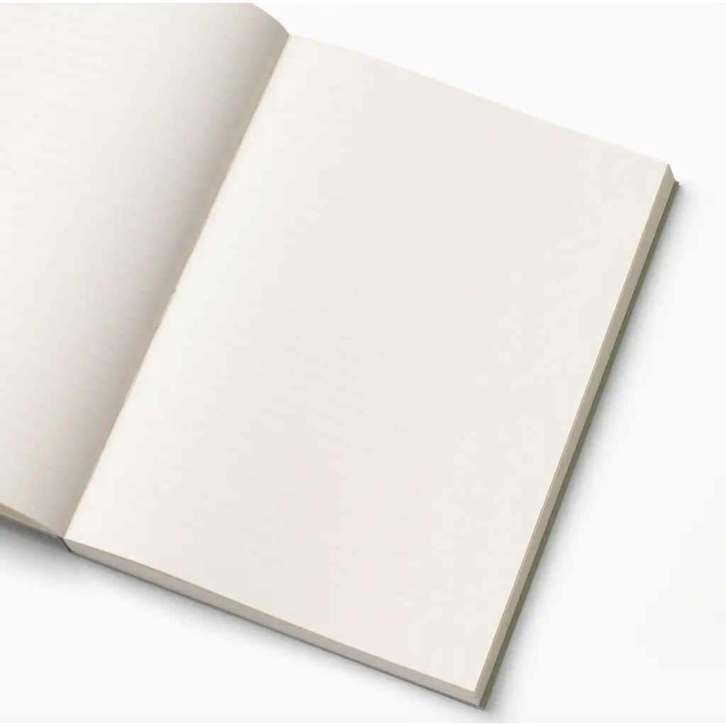 Open blank notebook from Begin Again Softcover A5 Lined Notebook, perfect for stylish womens clothes or clothes for moms