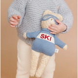 Plush Benjamin Bear Ski plushie in blue sweater and goggles, ready for snowy fun!