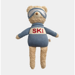 Benjamin Bear Ski plushie in ski goggles and a blue sweater ready for snow adventures