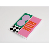 Cute Bestie Birthday Card with Fun Geometric Design in pink and green patterns