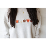 Light grey Big Fan Football embroidered sweatshirt with football-themed appliques