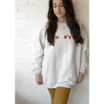 Oversized light grey Big Fan Football embroidered sweatshirt with football-themed details