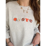 Light gray Big Fan Football embroidered sweatshirt with football-themed graphics for fans