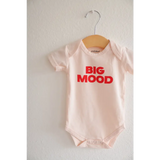 Cute pink baby onesie in organic cotton with bold Big Mood print for trendy tots