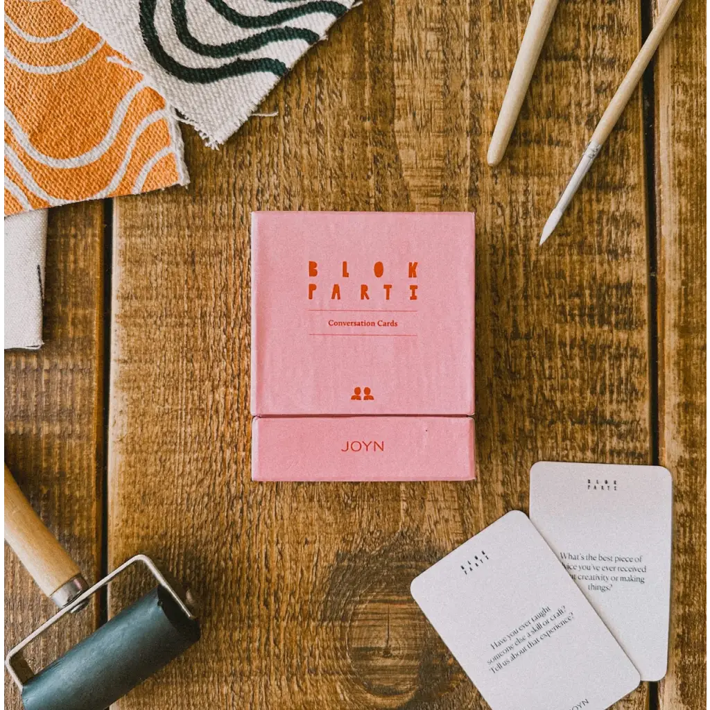 Pink conversation card set from Blok Parti with polished prints, perfect for stylish womens clothes