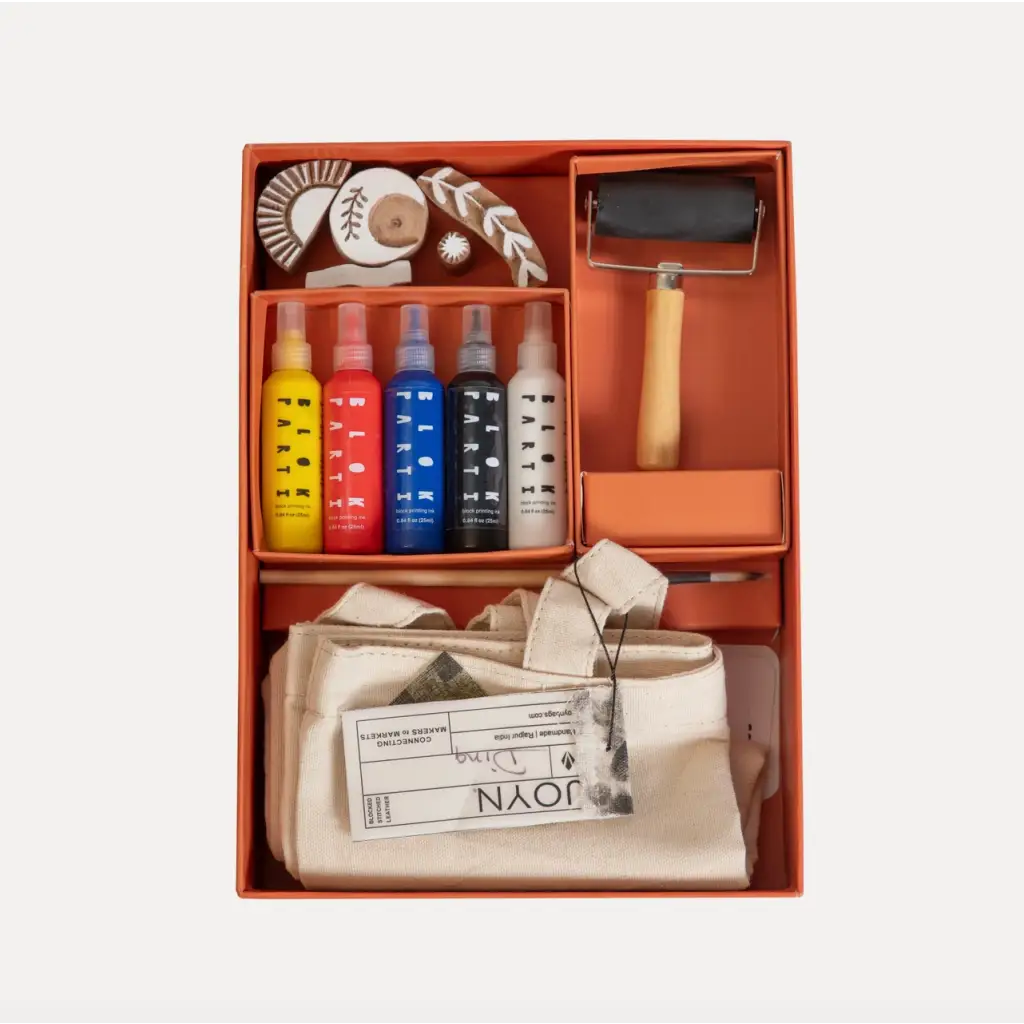 Art supplies kit for blok parti block printing and creating polished prints in Cosmic Print