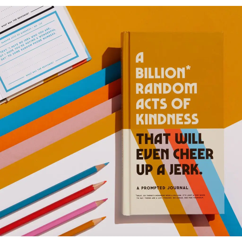Yellow Brass Monkey prompted journal with funny title for billion random acts of kindness