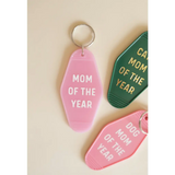 Pink Mom of the Year keychain from Cat Mom Motel collection, perfect gift for cat moms