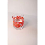 Clear glass tumbler with red geometric pattern, perfect for a heavy-based 10oz cocktail glass