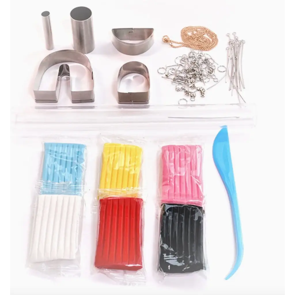 Polimer clay jewelry making kit with polished prints for stylish womens clothes and accessories