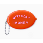 Bright orange coin purse for birthday money with metal chain, perfect for vintage-inspired style