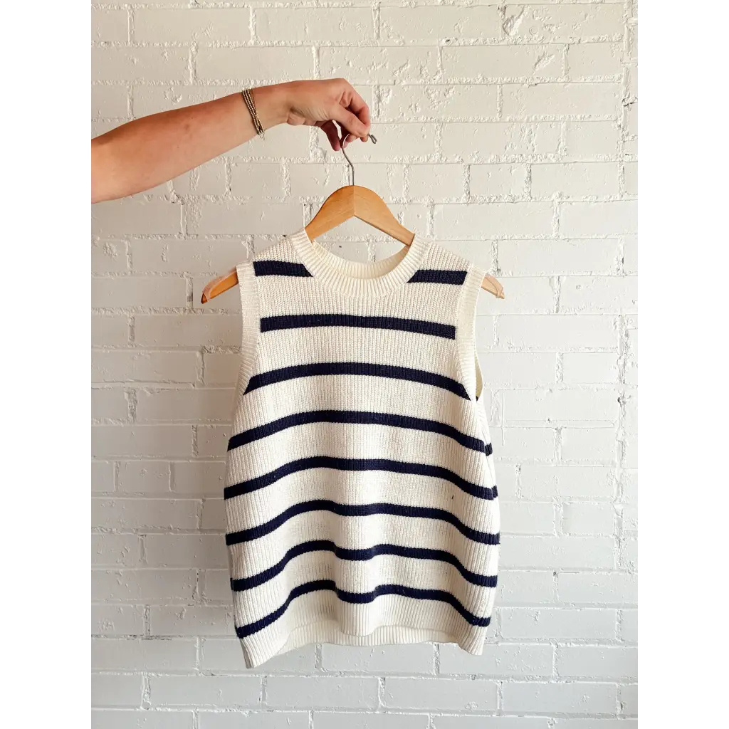 Colleen striped sweater vest in sleeveless knit with colorful stripes for a trendy look