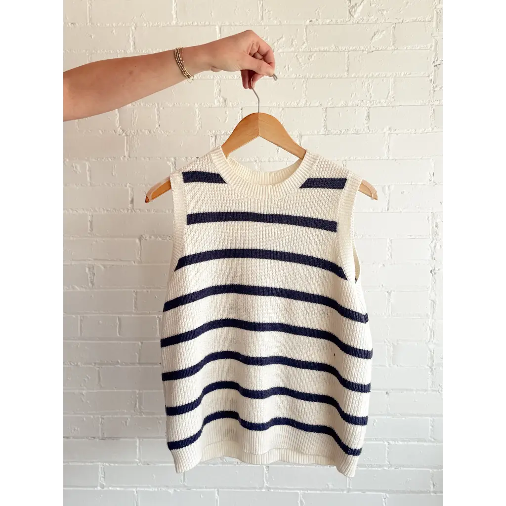 Colleen Striped Sweater Vest in stylish knit with colorful stripes for a cozy look