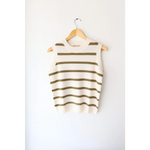 Colleen Striped Sweater Vest, cozy striped sweater vest with colorful knit stripes
