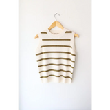Colleen Striped Sweater Vest, cozy striped sweater vest with colorful knit stripes
