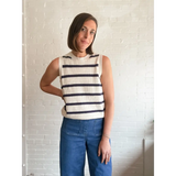 Colleen Striped Sweater Vest featuring a sleeveless knit striped top perfect for layered looks