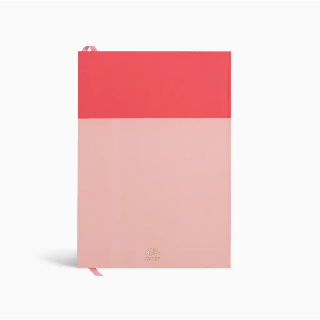 Two-toned pink notebook from Colorblock A5 Softcover Undated Page A Day Planner with polished prints