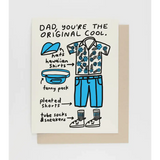 Hand-drawn Original Cool Card showing Dad’s unique style with cool stuff like Hawaiian shirt and fanny pack