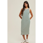 Dallas Striped Midi Ribbed Knit Dress showcasing stylish womens clothes and polished prints