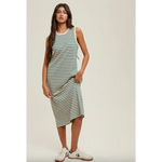 Dallas Striped Midi Ribbed Knit Dress in stylish womens clothes with polished prints