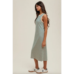 Dallas Striped Midi Ribbed Knit Dress showcasing stylish womens clothes with polished prints