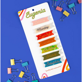 Colorful Weekly Planner Bookmark Clips with Cursive Ink Inlay and Gold Alligator Clip