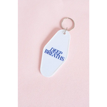 White vintage hotel keychain with Deep Breaths text for calm moments