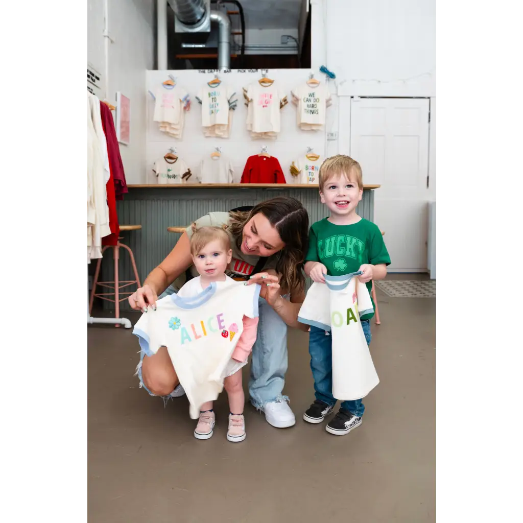Family enjoying custom shirts at Edwardsville Craft Bar’s Daily Reservations