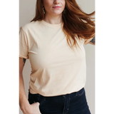 Cream-colored Sunkiss Unisex Adult Tee made from soft organic cotton for daily wear