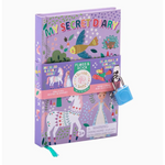 Purple lockable secret diary featuring whimsical unicorns and woodland creatures