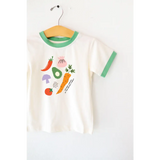 Kids graphic T-shirt with vegetable print, perfect for Farmers Market Saturdays