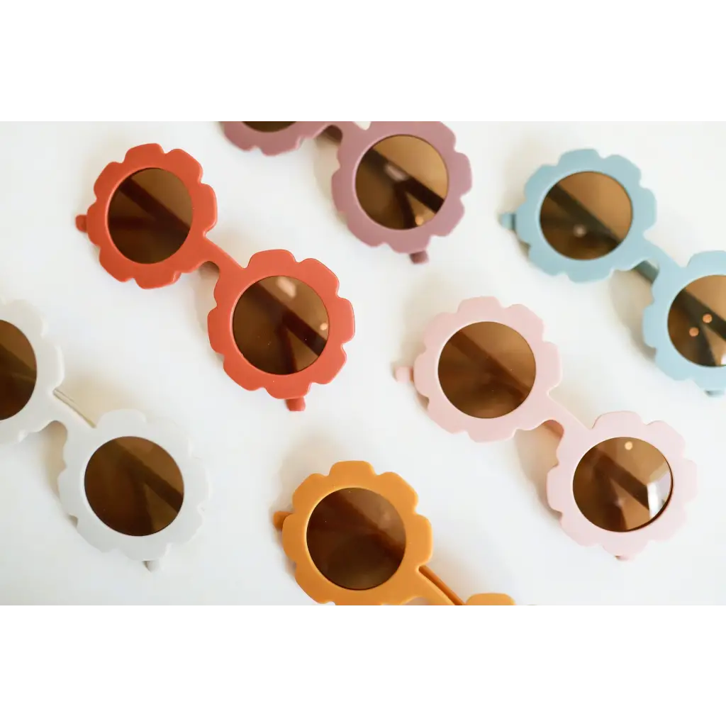 Flower retro sunglasses in cute pastel colors perfect for stylish toddlers