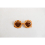 Orange flower retro sunglasses for toddlers with brown lenses in pastel colors