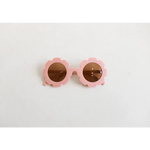 Fun Flower Retro Sunglasses for Toddlers with pink flower frames and brown lenses