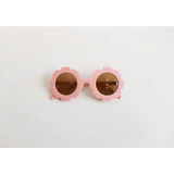 Fun Flower Retro Sunglasses for Toddlers with pink flower frames and brown lenses