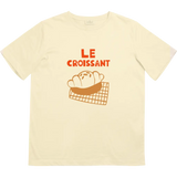 Beige French Cafe Kids Graphic T-Shirt with croissant basket illustration and polished prints