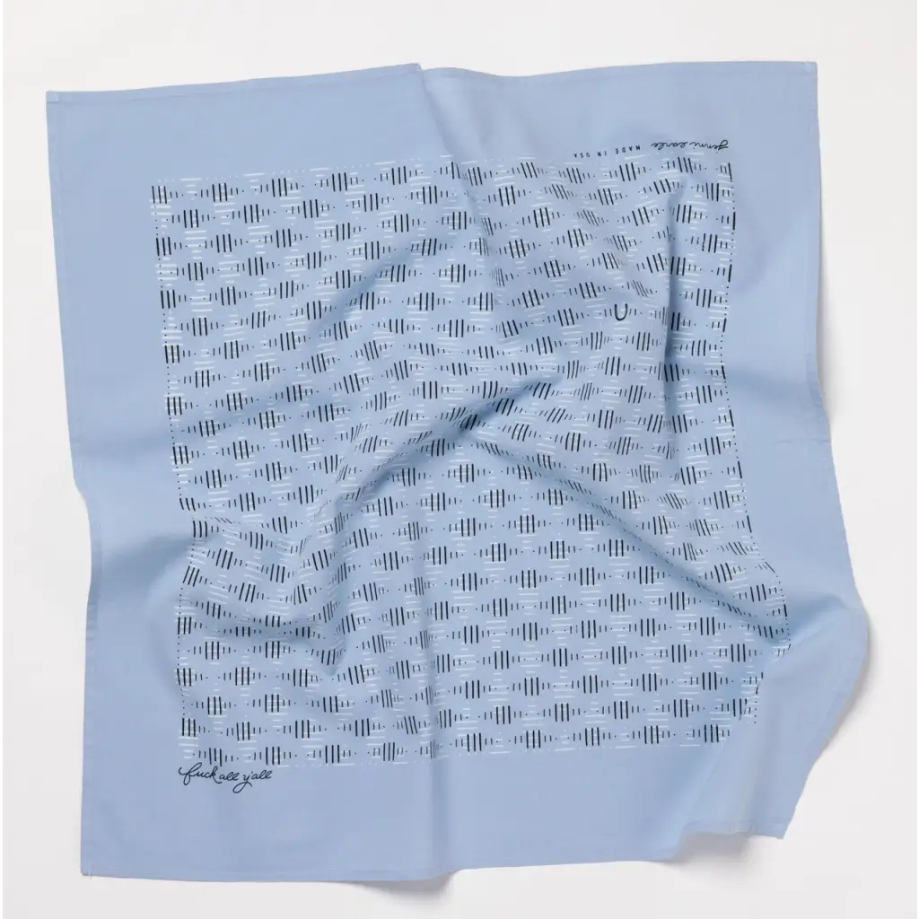 Light blue patterned pocket square from Fuck All Yall Bandana & Scarf, perfect for stylish womens clothes